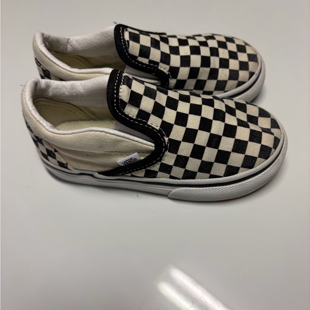 Vans Kids Checkerboard Slip-On Sneakers - Black & White
